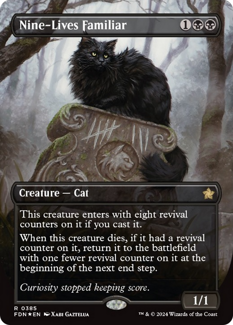 Nine-Lives Familiar (Borderless Mana Foil) [Foundations] | Gamer Loot