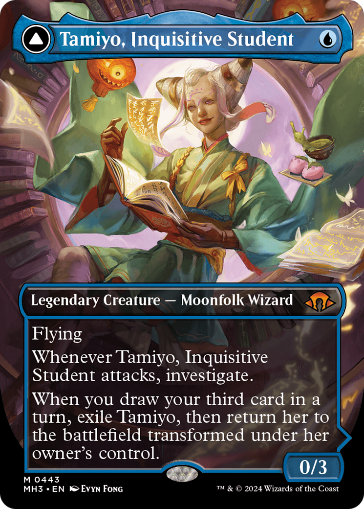 Tamiyo, Inquisitive Student // Tamiyo, Seasoned Scholar (Borderless) [Modern Horizons 3] | Gamer Loot