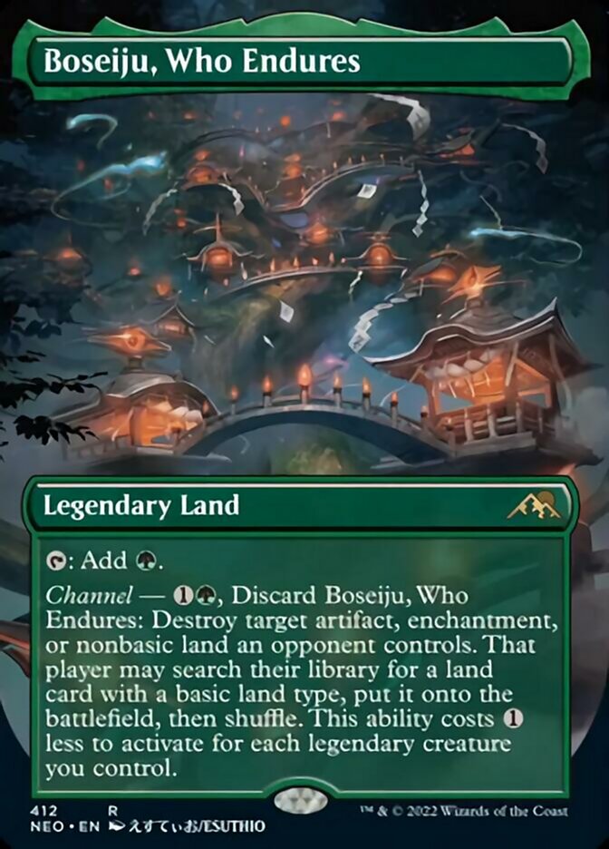 Boseiju, Who Endures (Borderless Alternate Art) [Kamigawa: Neon Dynasty] | Gamer Loot