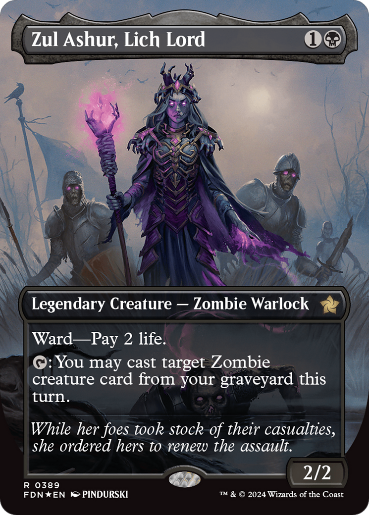 Zul Ashur, Lich Lord (Borderless) (Mana Foil) [Foundations] | Gamer Loot