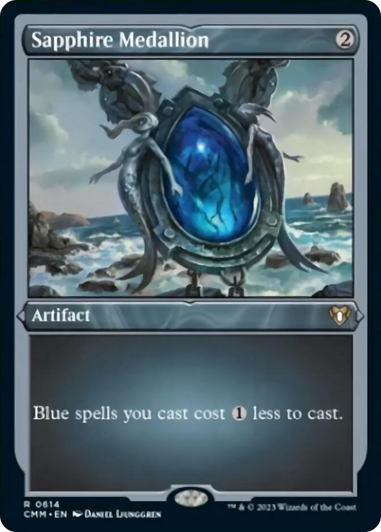Sapphire Medallion (Foil Etched) [Commander Masters] | Gamer Loot