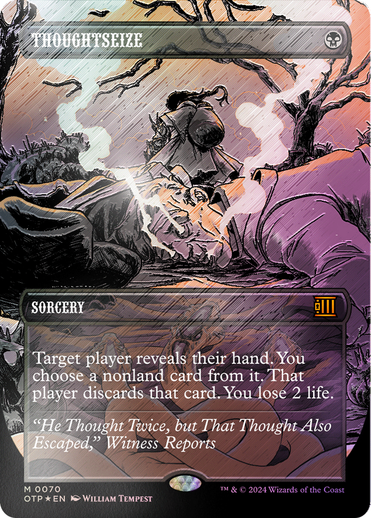 Thoughtseize (Textured Foil) [Outlaws of Thunder Junction: Breaking News] | Gamer Loot