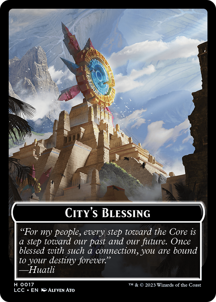 City's Blessing // Dinosaur Double-Sided Token [The Lost Caverns of Ixalan Commander Tokens] | Gamer Loot