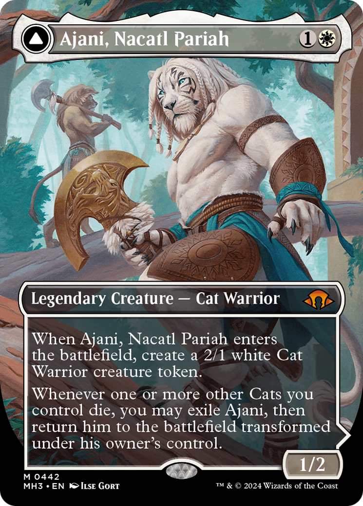 Ajani, Nacatl Pariah // Ajani, Nacatl Avenger (Borderless) [Modern Horizons 3] | Gamer Loot