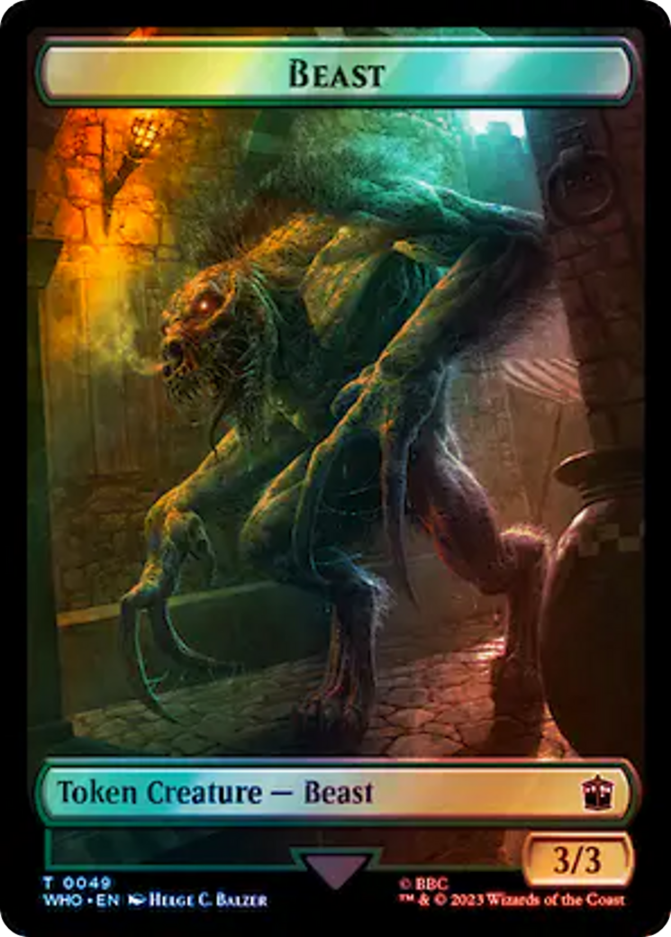 Alien Rhino // Beast Double-Sided Token (Surge Foil) [Doctor Who Tokens] | Gamer Loot