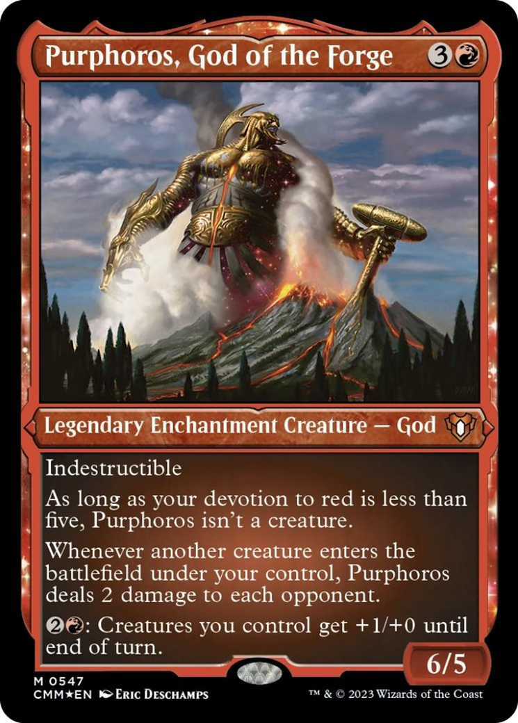 Purphoros, God of the Forge (Foil Etched) [Commander Masters] | Gamer Loot