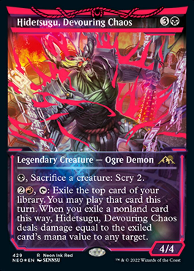 Hidetsugu, Devouring Chaos (Neon Ink Red) [Kamigawa: Neon Dynasty] | Gamer Loot