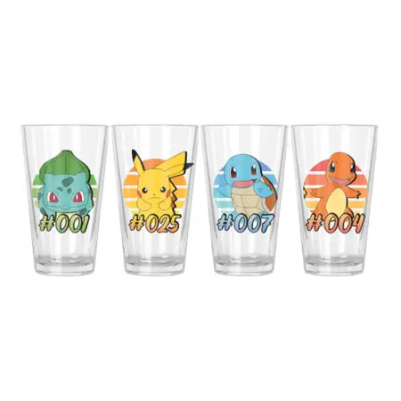 Pokemon Starter Gradients 4pc. 16oz. Pint Glass Set | Gamer Loot