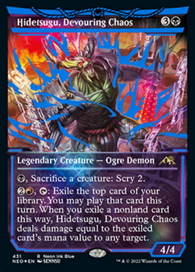 Hidetsugu, Devouring Chaos (Neon Ink Blue) [Kamigawa: Neon Dynasty] | Gamer Loot