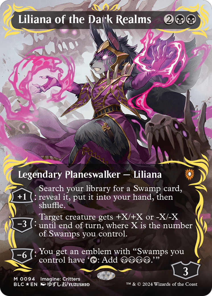 Liliana of the Dark Realms (Borderless) (Raised Foil) [Bloomburrow Commander] | Gamer Loot