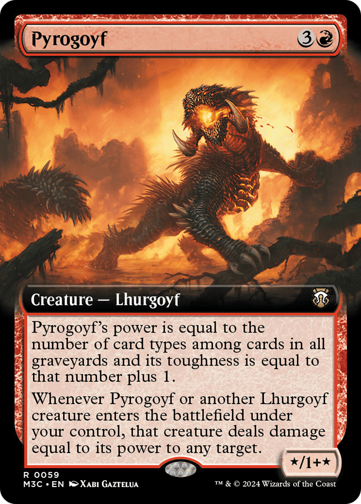 Pyrogoyf (Extended Art) (Ripple Foil) [Modern Horizons 3 Commander] | Gamer Loot