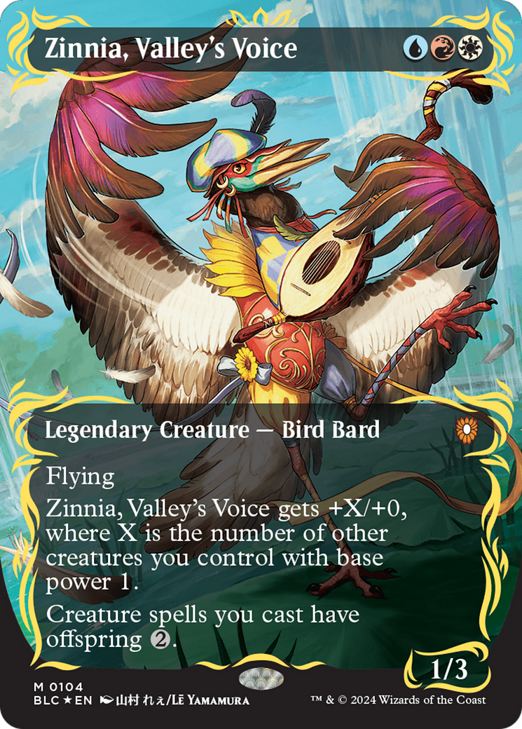 Zinnia, Valley's Voice (Borderless) (Raised Foil) [Bloomburrow Commander] | Gamer Loot