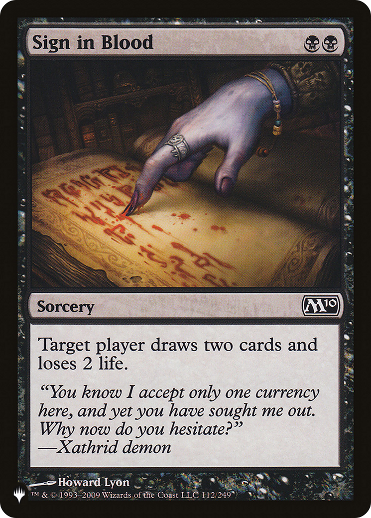 Sign in Blood (M10) [The List Reprints] | Gamer Loot