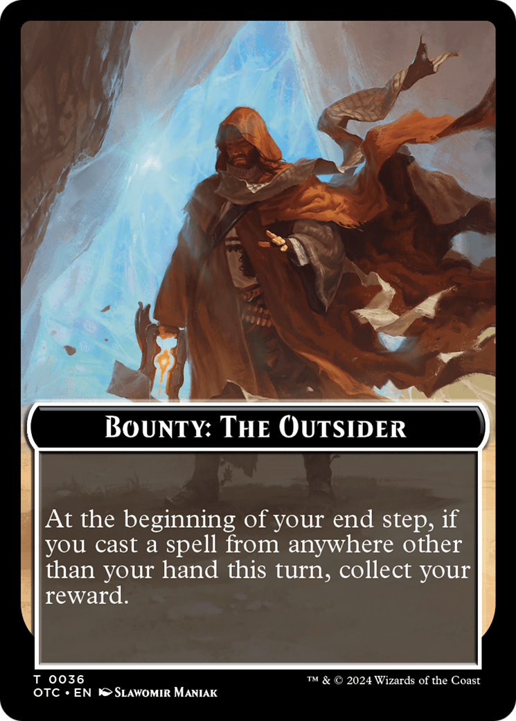 Bounty: The Outsider // Bounty Rules Double-Sided Token [Outlaws of Thunder Junction Commander Tokens] | Gamer Loot