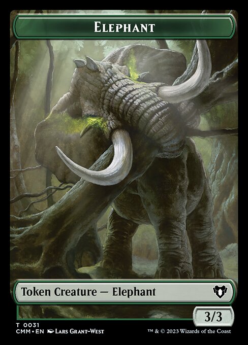 Clue // Elephant Double-Sided Token [Commander Masters Tokens] | Gamer Loot