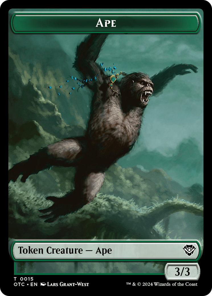 Ape // Shark Double-Sided Token [Outlaws of Thunder Junction Commander Tokens] | Gamer Loot