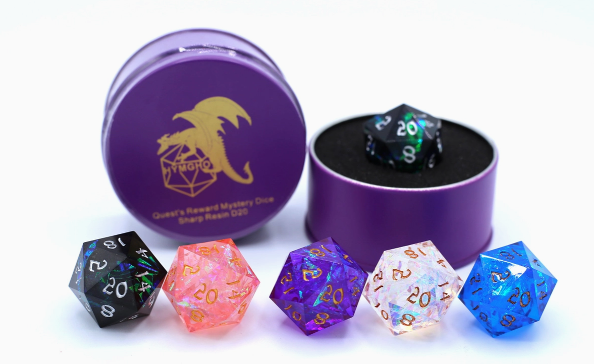 HYMGHO: Quest's Reward Mystery Dice - Sharp Resin D20s | Gamer Loot