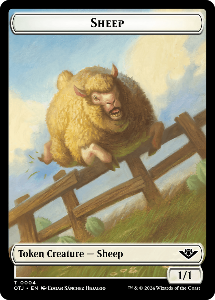Mercenary // Sheep Double-Sided Token [Outlaws of Thunder Junction Tokens] | Gamer Loot