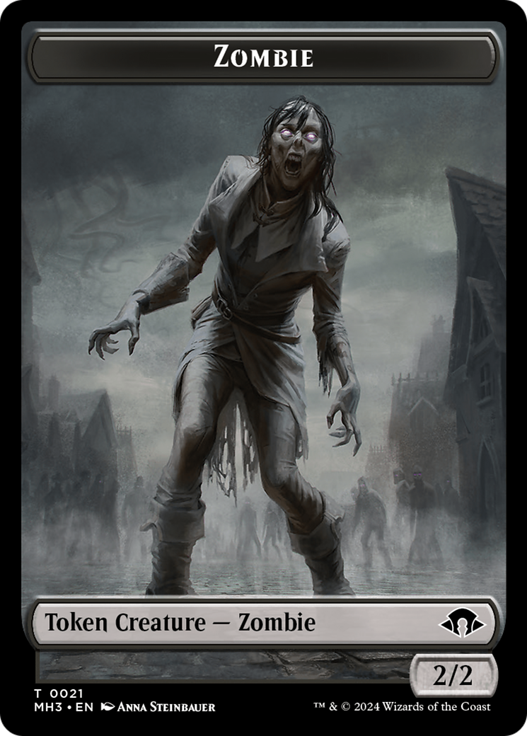 Zombie (Ripple Foil) // Elephant Double-Sided Token [Modern Horizons 3 Commander Tokens] | Gamer Loot