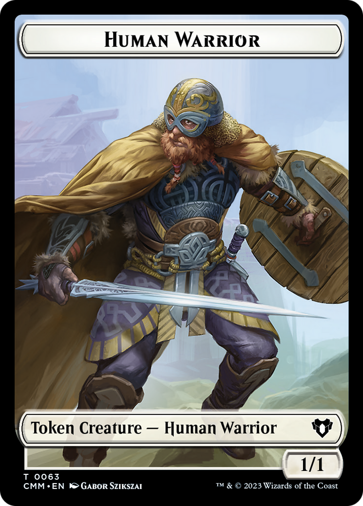 Human Warrior // Zombie Army Double-Sided Token [Commander Masters Tokens] | Gamer Loot