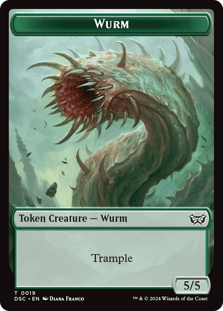 Wurm (0019) // Manifest Double-Sided Token [Duskmourn: House of Horror Commander Tokens] | Gamer Loot