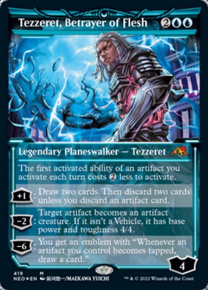 Tezzeret, Betrayer of Flesh (Showcase) (Foil Etched) [Kamigawa: Neon Dynasty] | Gamer Loot