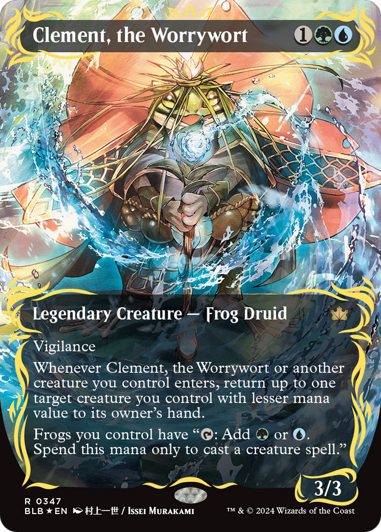 Clement, the Worrywort (Borderless) (Raised Foil) [Bloomburrow] | Gamer Loot