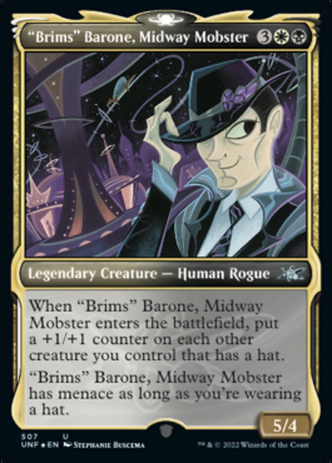 "Brims" Barone, Midway Mobster (Showcase) (Galaxy Foil) [Unfinity] | Gamer Loot