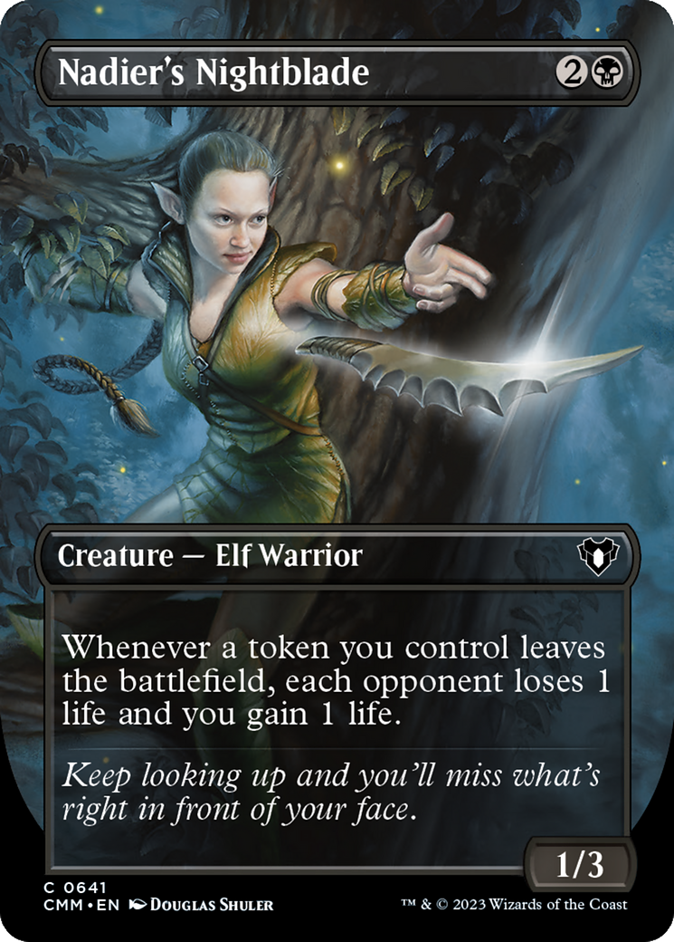 Nadier's Nightblade (Borderless Alternate Art) [Commander Masters] | Gamer Loot