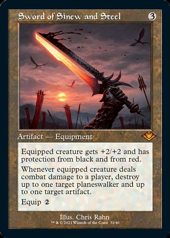 Sword of Sinew and Steel (Retro Foil Etched) [Modern Horizons] | Gamer Loot