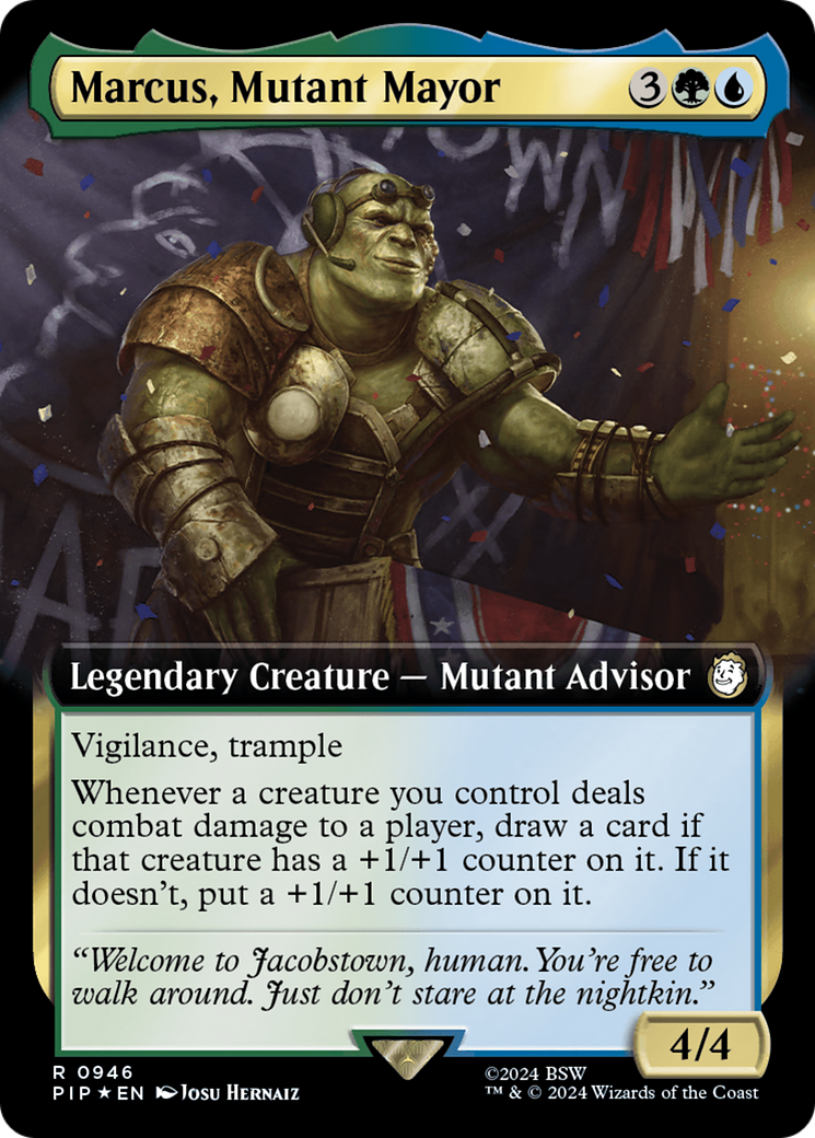 Marcus, Mutant Mayor (Extended Art) (Surge Foil) [Fallout] | Gamer Loot