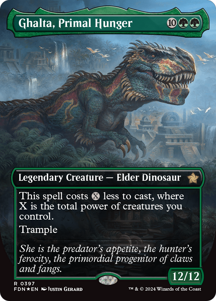 Ghalta, Primal Hunger (Borderless) (Mana Foil) [Foundations] | Gamer Loot