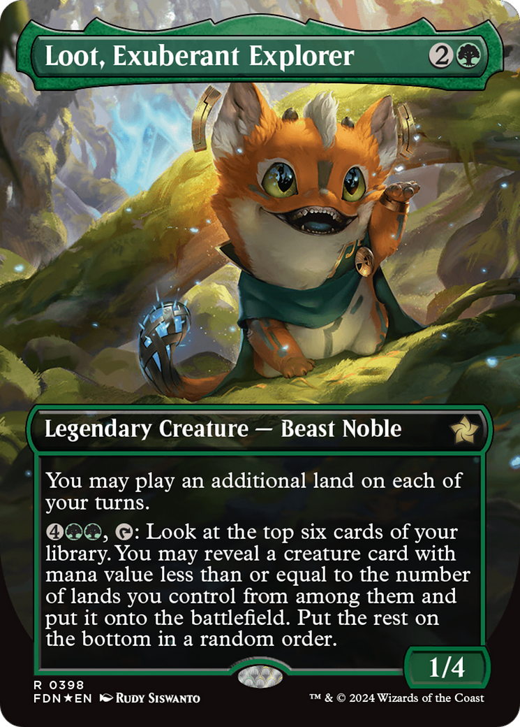 Loot, Exuberant Explorer (Borderless) (Mana Foil) [Foundations] | Gamer Loot