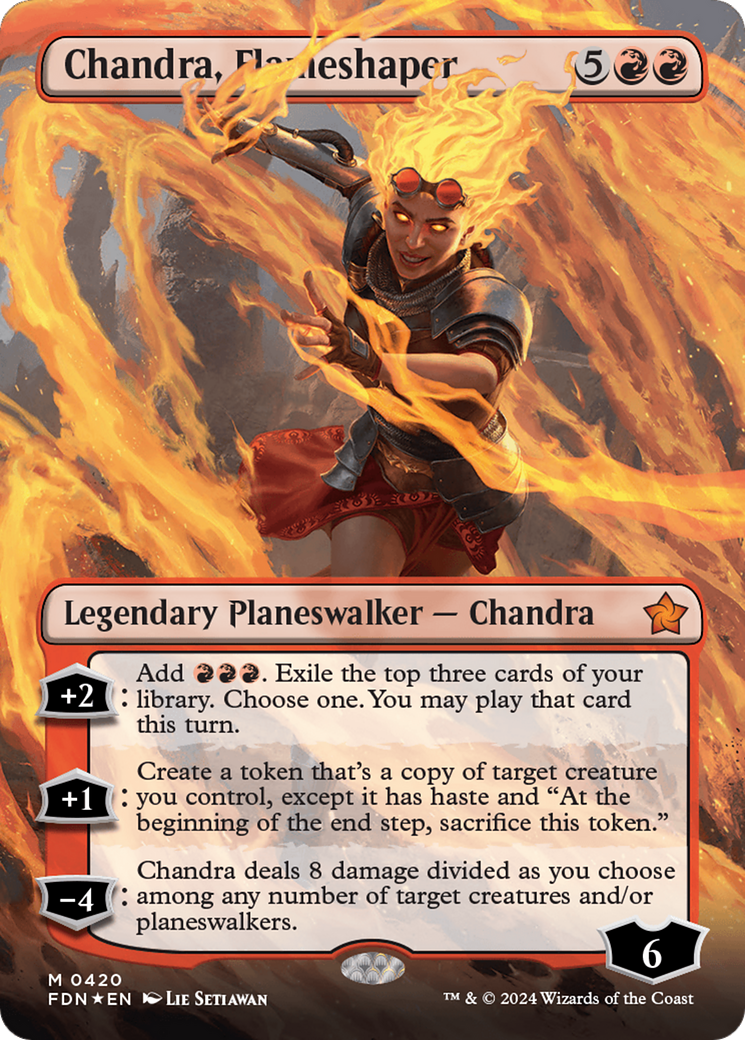 Chandra, Flameshaper (Borderless) (Mana Foil) [Foundations] | Gamer Loot