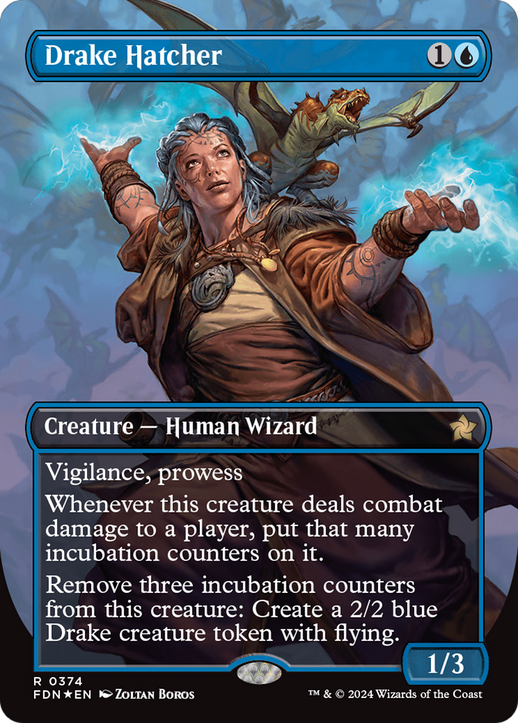 Drake Hatcher (Borderless) (Mana Foil) [Foundations] | Gamer Loot