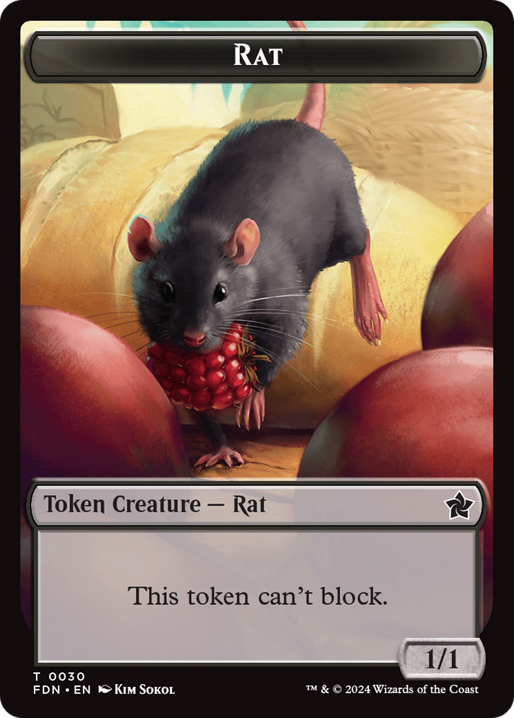 Elf Warrior // Rat (0030) Double-Sided Token [Foundations Tokens] | Gamer Loot