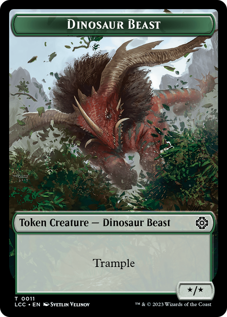 Dinosaur Beast // Dinosaur Double-Sided Token [The Lost Caverns of Ixalan Commander Tokens] | Gamer Loot