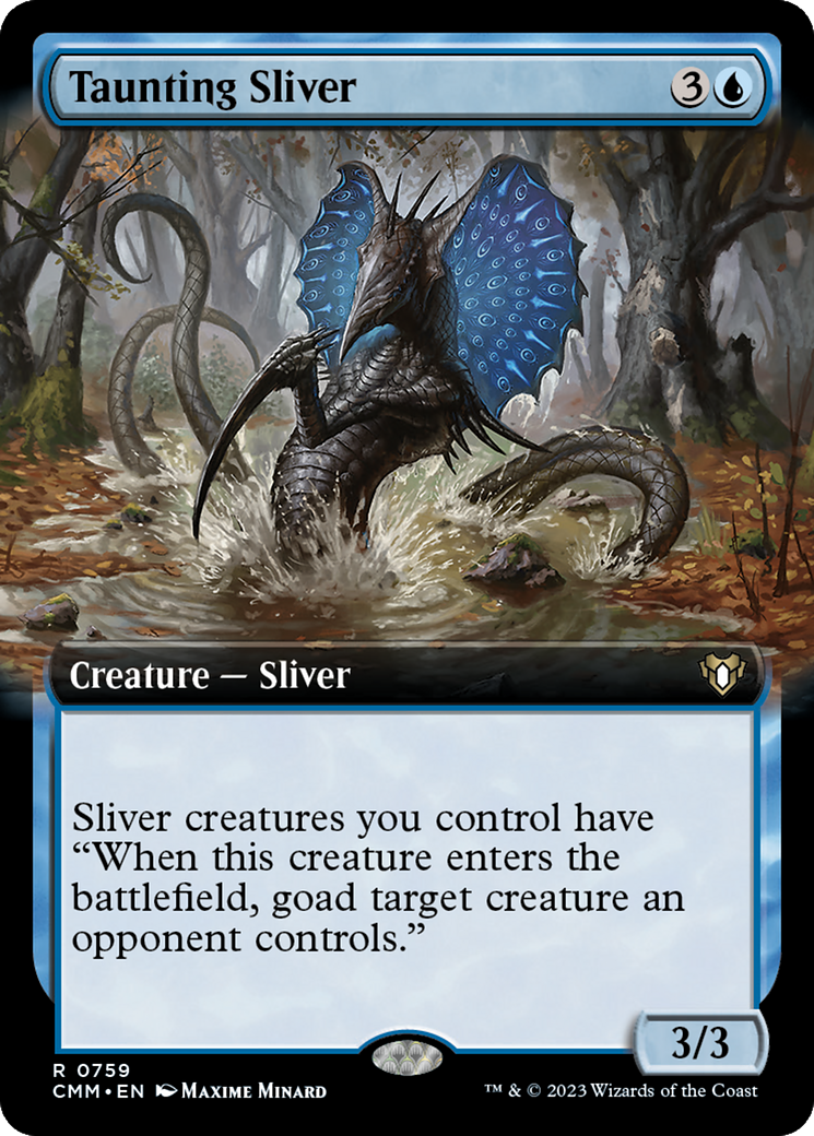 Taunting Sliver (Extended Art) [Commander Masters] | Gamer Loot