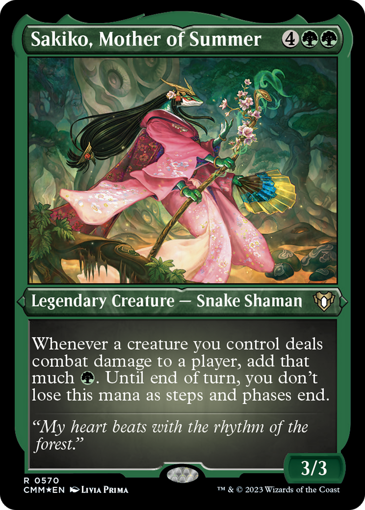 Sakiko, Mother of Summer (Foil Etched) [Commander Masters] | Gamer Loot