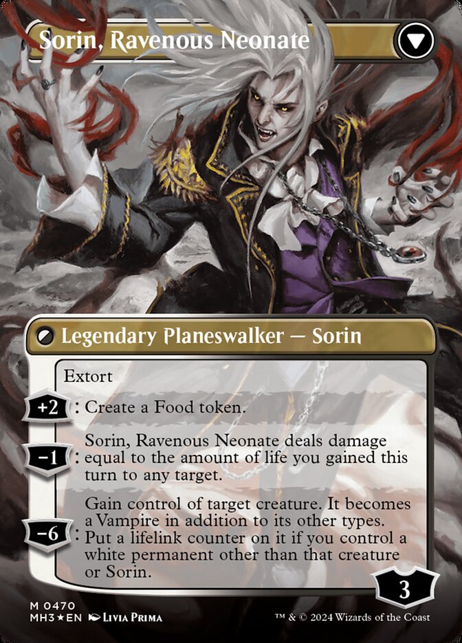 Sorin of House Markov // Sorin, Ravenous Neonate (Borderless) (Textured Foil) [Modern Horizons 3] | Gamer Loot