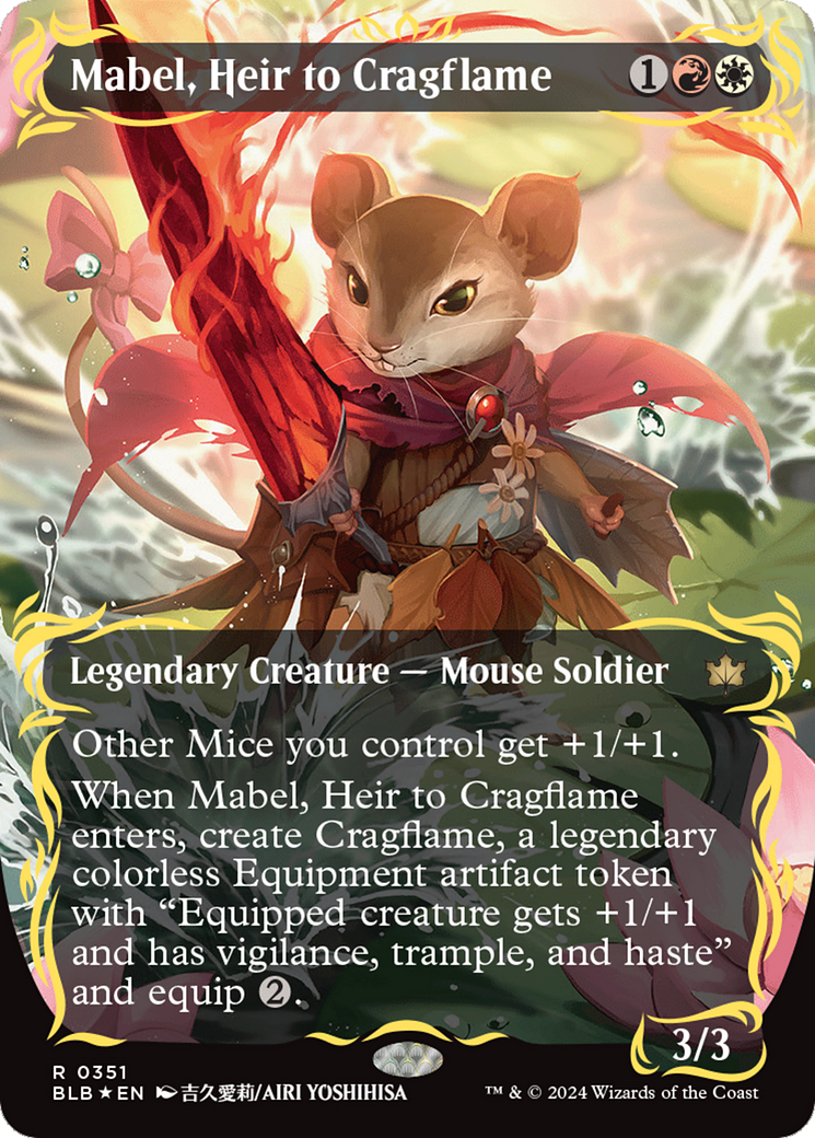 Mabel, Heir to Cragflame (Borderless) (Raised Foil) [Bloomburrow] | Gamer Loot