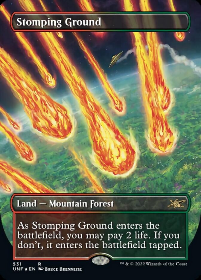 Stomping Ground (Borderless) (Galaxy Foil) [Unfinity] | Gamer Loot