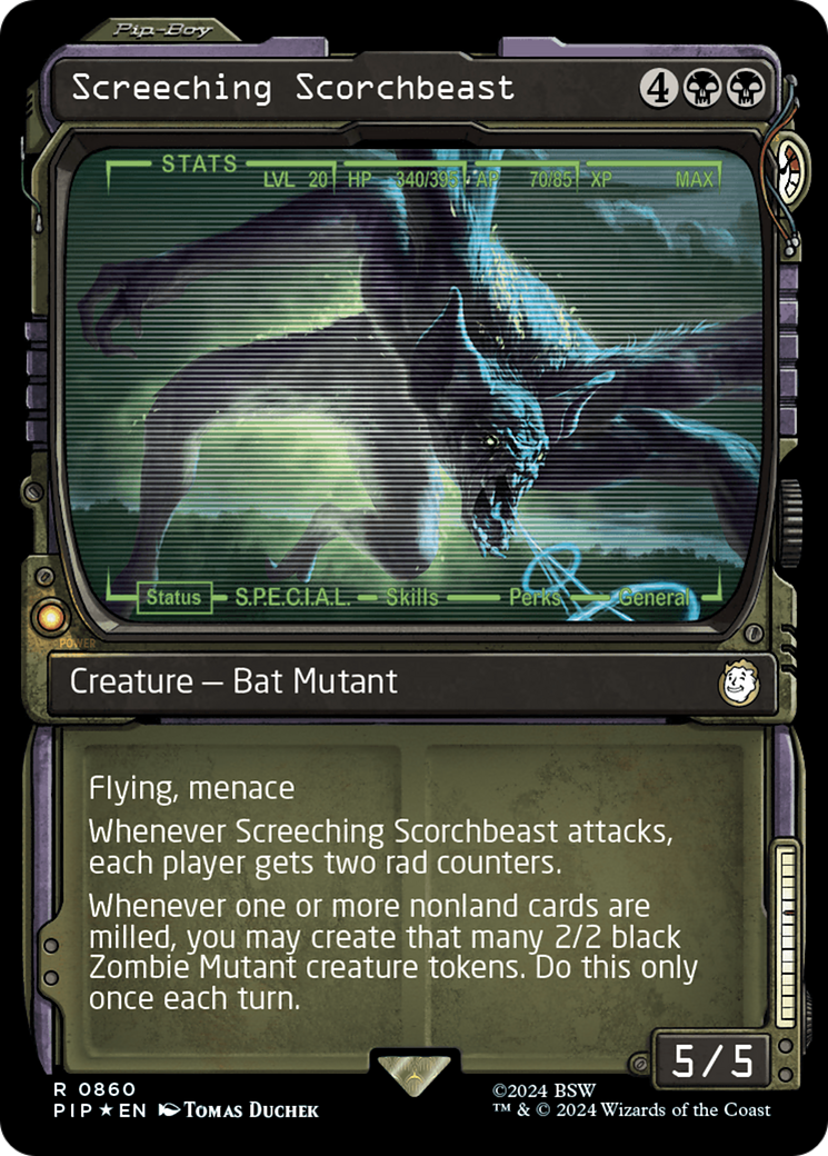 Screeching Scorchbeast (Showcase) (Surge Foil) [Fallout] | Gamer Loot