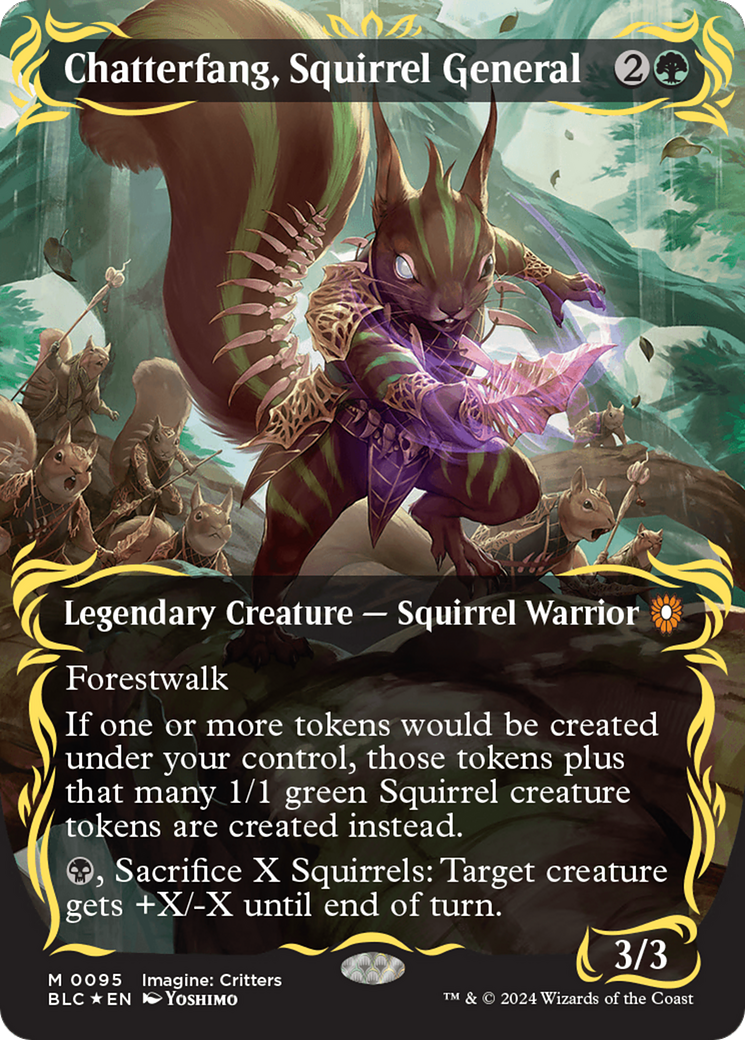 Chatterfang, Squirrel General (Borderless) (Raised Foil) [Bloomburrow Commander] | Gamer Loot