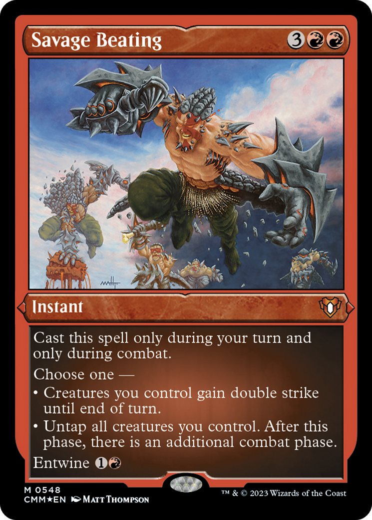 Savage Beating (Foil Etched) [Commander Masters] | Gamer Loot