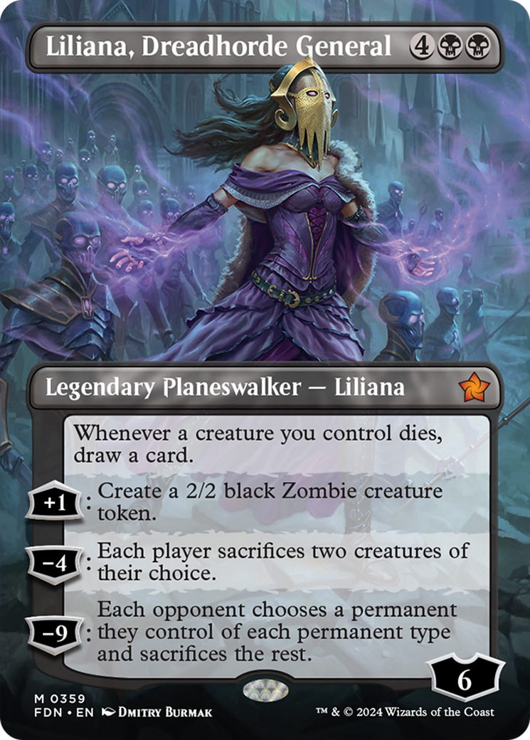 Liliana, Dreadhorde General (Borderless) [Foundations] | Gamer Loot