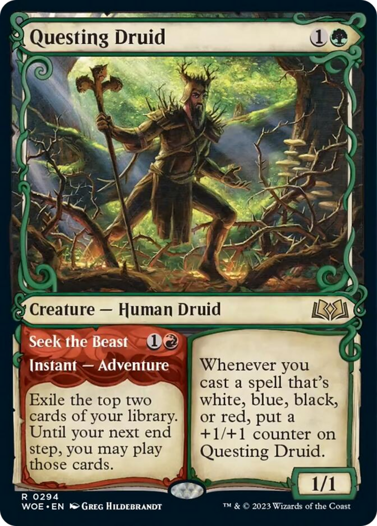 Questing Druid // Seek the Beast (Showcase) [Wilds of Eldraine] | Gamer Loot