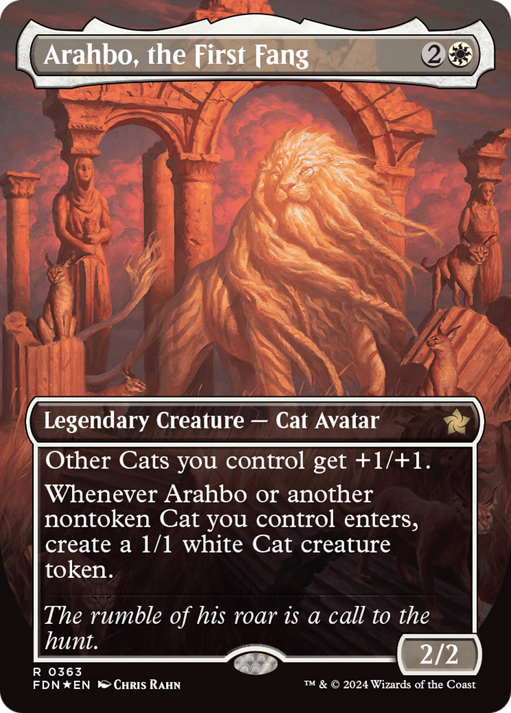 Arahbo, the First Fang (Borderless) (Mana Foil) [Foundations] | Gamer Loot