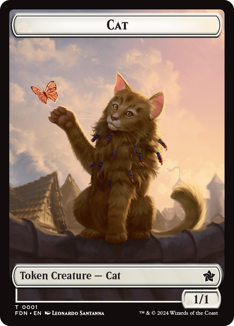 Elf Warrior // Cat (001) Doubled-Sided Token [Foundations Tokens] | Gamer Loot