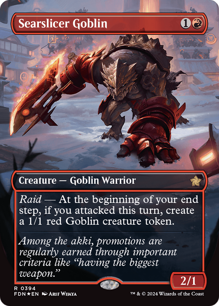 Searslicer Goblin (Borderless) (Mana Foil) [Foundations] | Gamer Loot